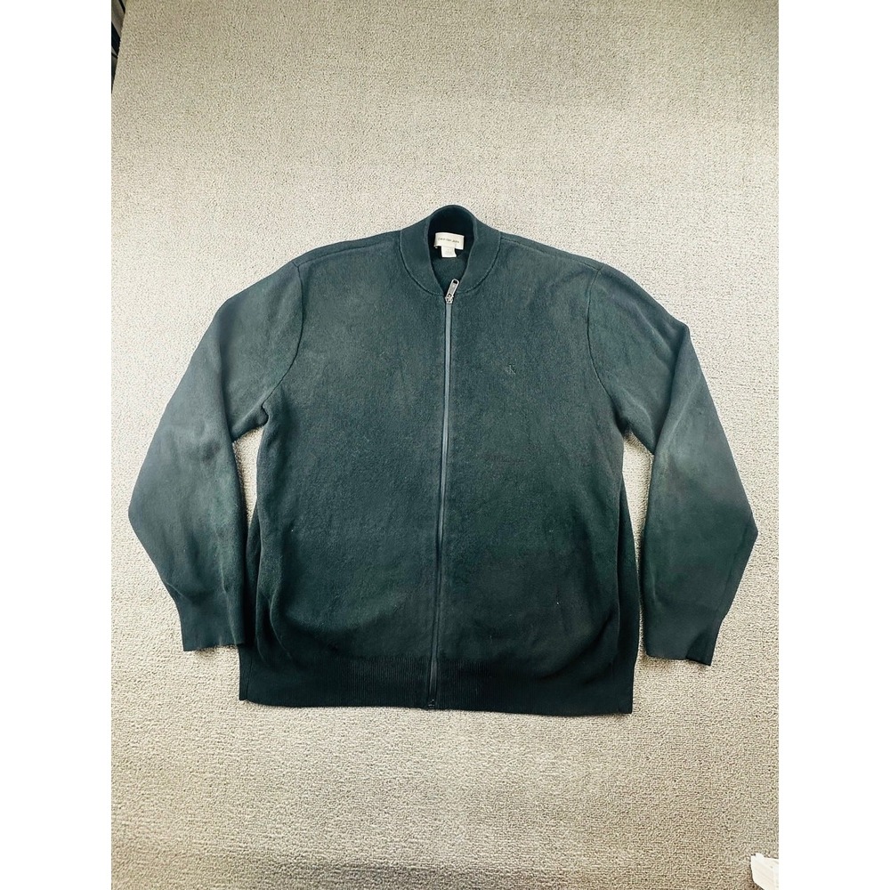 Calvin Klein Jeans Full‎ Zip Jacket Men M Black Sweater Bomber Streetwear Urban